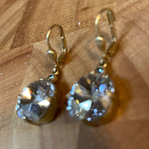 101 clear rhinestone square dangle earrings with hook aqua merin - Picture 1 of 5